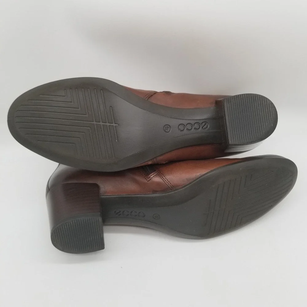 ECCO Shape 35 Block Ankle Boots Brown Leather Zip Booties Womens‎ 41 US 10.5